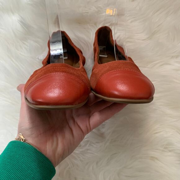 Aquatalia Orange Ballet Flats Cap Toe 8 - Picture 2 of 7